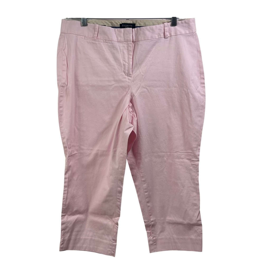 Talbots Petites Curvy Pink Cropped Pants Size 16P Cotton Blend Stretch Trousers
